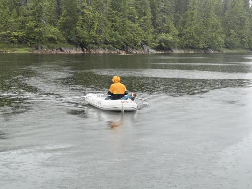 Wet but dogable anchorage at Foggy Bay Alaska